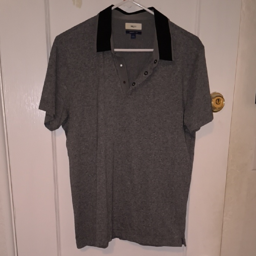 Men's Gray Polo Shirt with Black Collar